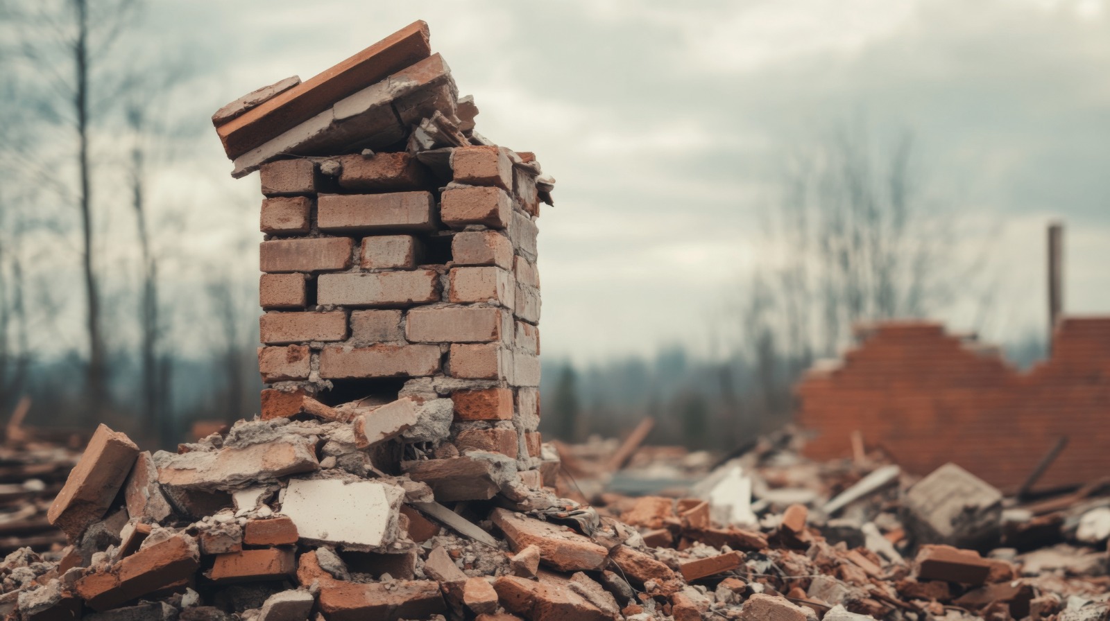 Storm damaged chimney