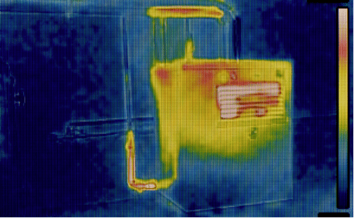 Thermal imaging camera being used to detect central heating leak